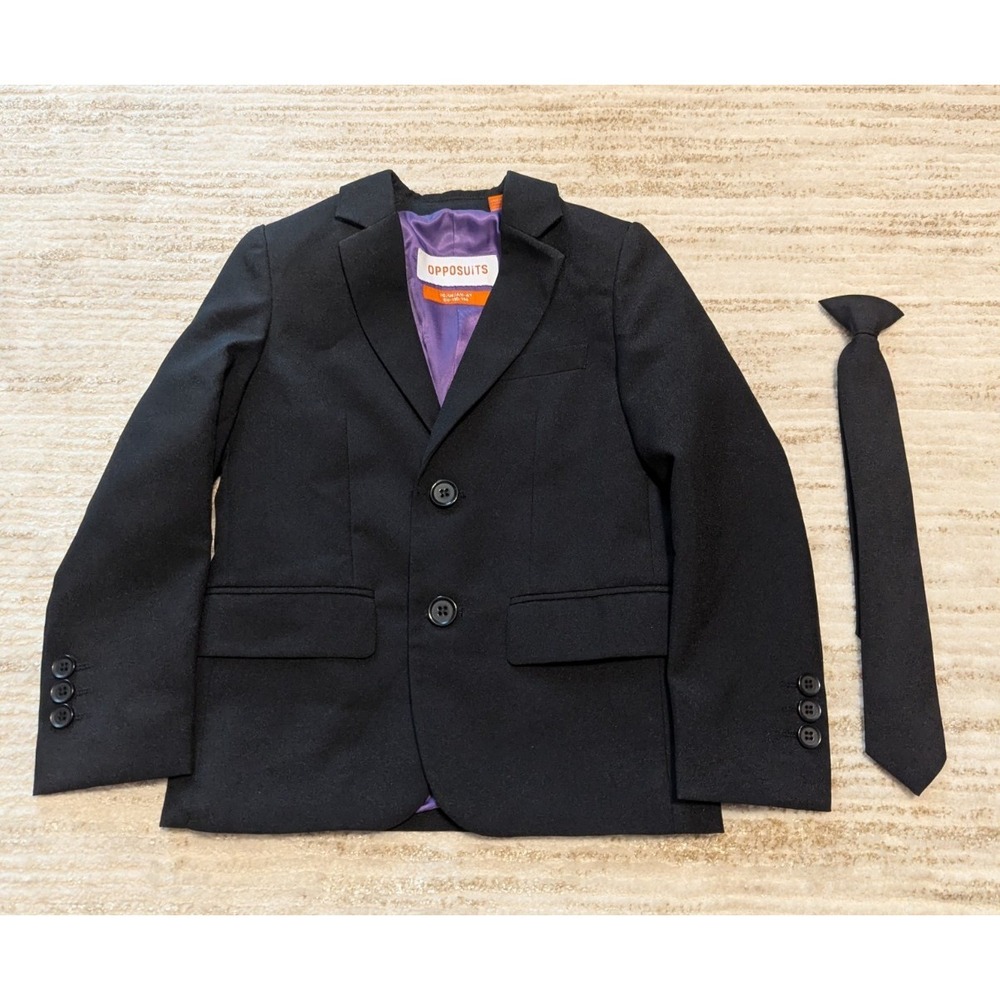 OppoSuits‎ Blazer Jacket Kids Size 6Y Black Formal Suit Coat with Clip-on Tie